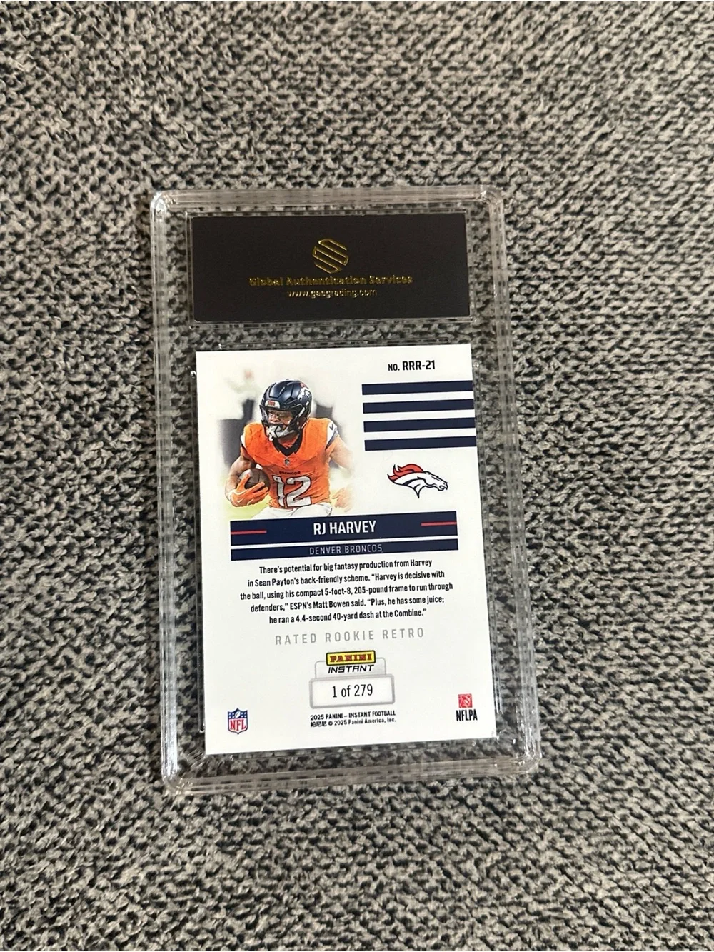 Broncos RJ Harvey Rookie GAS 9.5 - Picture 2 of 2
